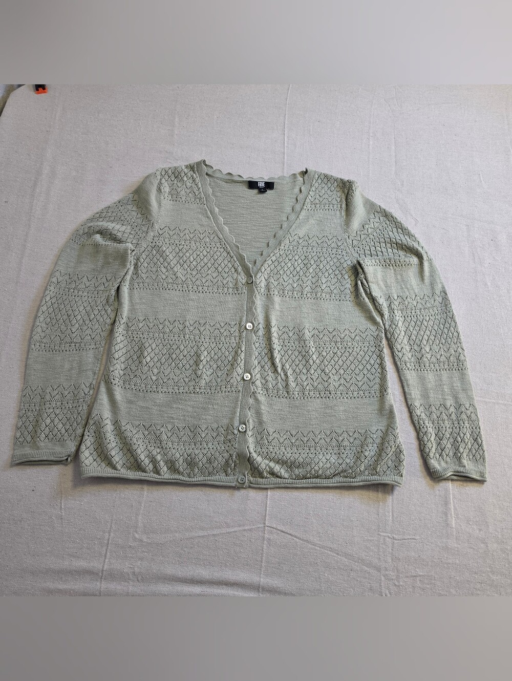 Frye Women's Pointelle Button Up Cardigan Green Women's L